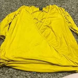 Yellow cross chest detailed blouse